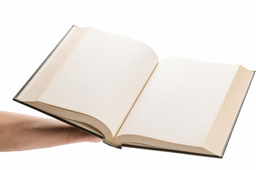 Blank white pages in an open book