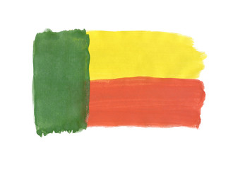 Flag of Benin painted with gouache