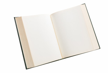Blank white pages in an open book