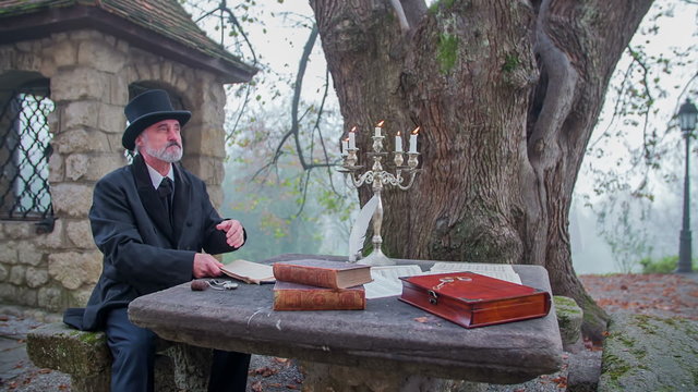Composer reads the just written poem 