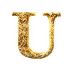 Alphabet and numbers in gold leaf