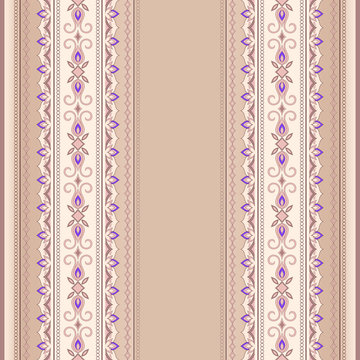 Filigree violet pink seamless border.