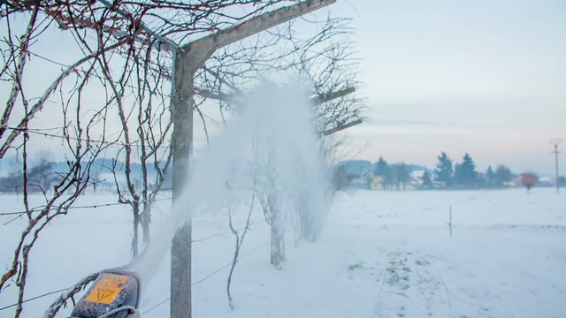 Snowblowing along a vine