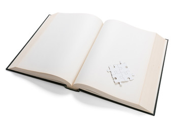 open book and puzzle