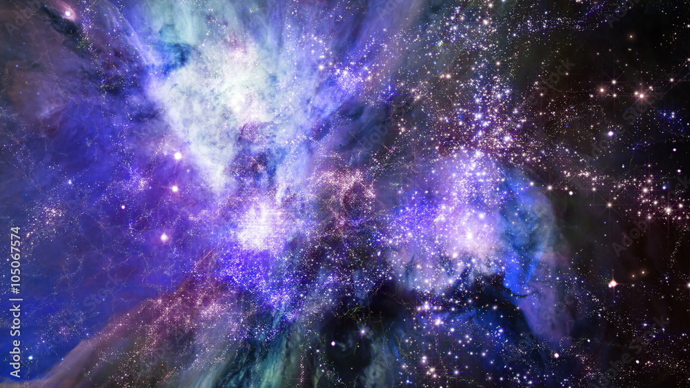 Sticker space 2131: video background of flying through star fields in deep space.