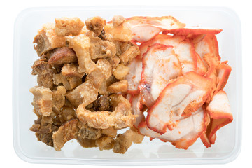 red pork with crispy pork