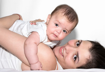 happy mother with baby