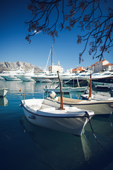 Boats and yachts moored in the marina