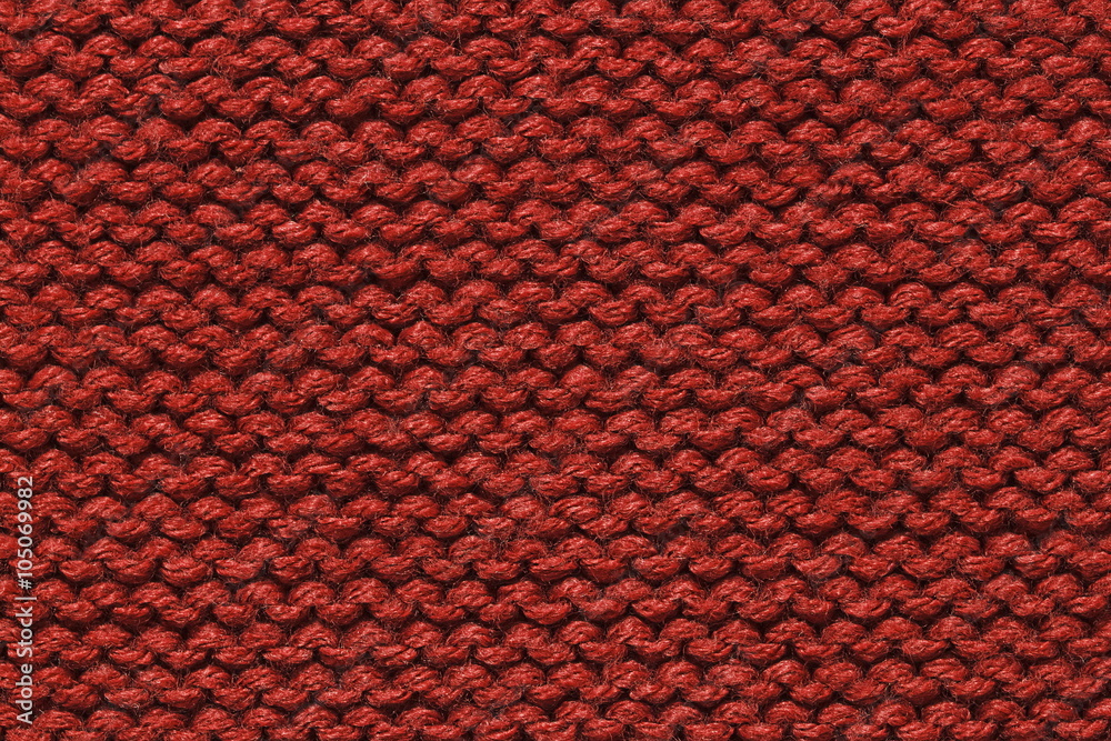 Poster Dark Red knitting wool texture for pattern and background