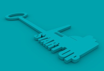  illustration concept, hand holding a key of industry start up