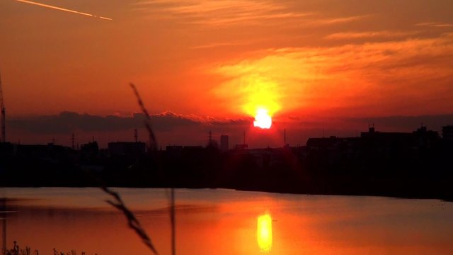 多摩川の夕陽_15-203