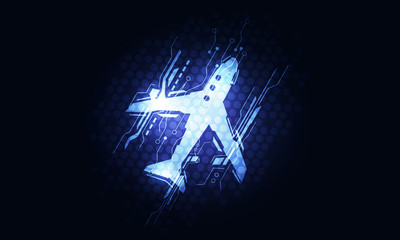Interface blue airplane icon