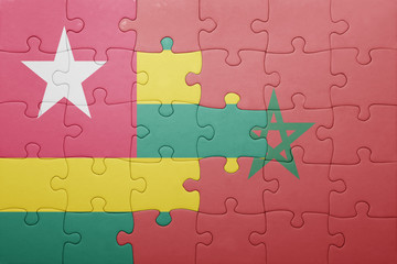 puzzle with the national flag of morocco and togo .