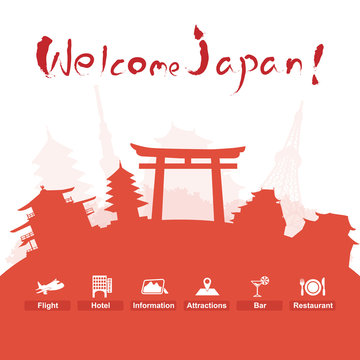 japan with cut silhouette