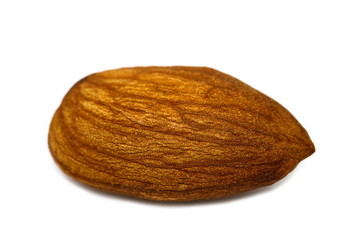 One almond isolated on white background