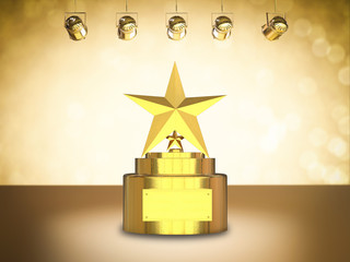 gold star trophy on stage