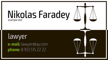 A business card for a lawyer , reproduced using vector graphics.