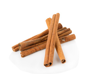 cinnamon on white background