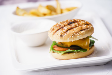 cheeseburger with potato