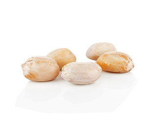 Boiled peanuts on white background