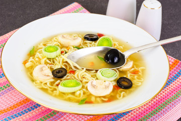 Tasty Mushroom Soup with Chinese Noodles