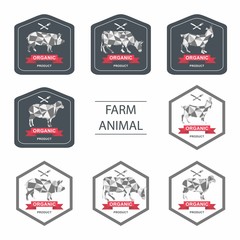 Set of labels, badges and design elements/ pork, beef, lamb, milk