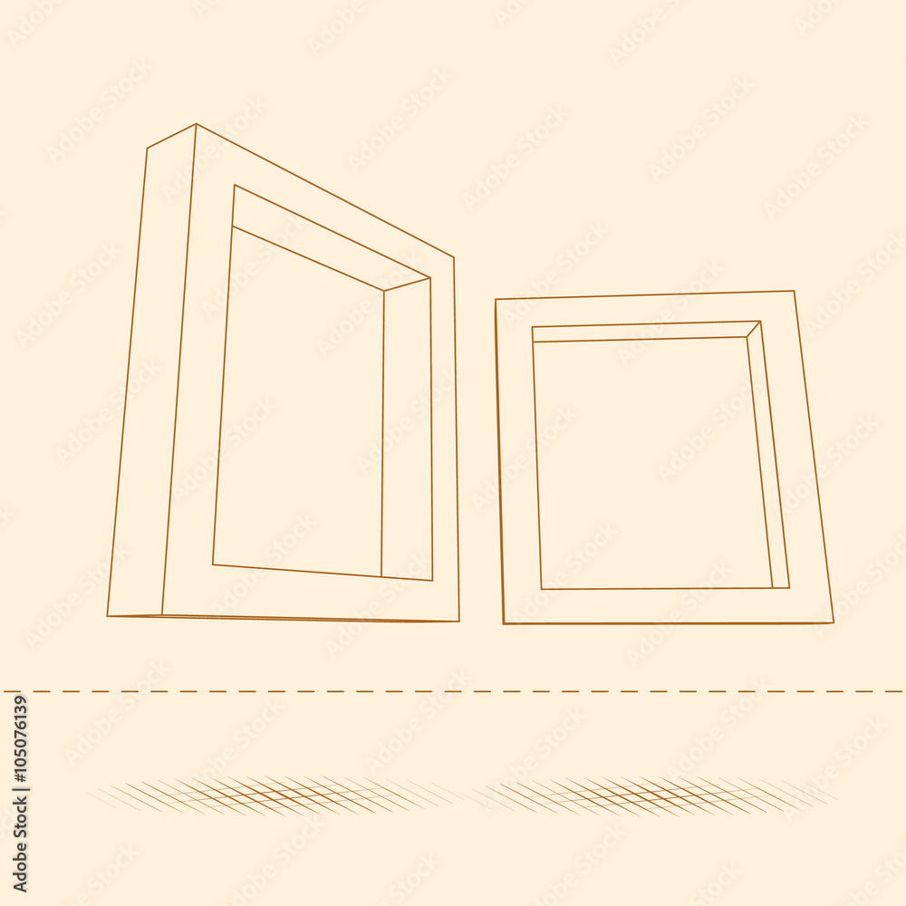 Aufkleber two rectangular 3d frames blueprint