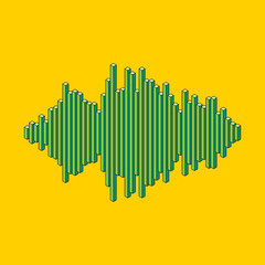 Flat isometric music wave icon made of peak lines