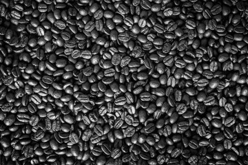 Coffee beans background at black and white style