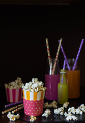 
Рopcorn and lemonade. Cinema symbols,soda, popcorn
