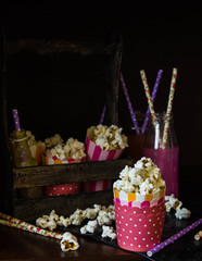 
Рopcorn and lemonade. Cinema symbols,soda, popcorn
