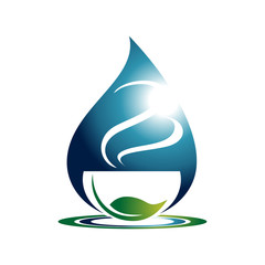 Drink Nice Cup of Health Herbal Tea Logo Illustration