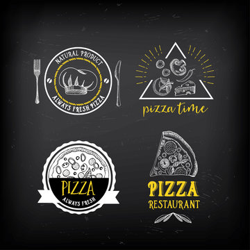 Pizza menu restaurant badges. Food design template.