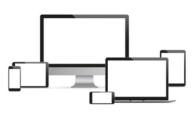 Vector Set Black Monitor Notebook Tablets Smartphones
