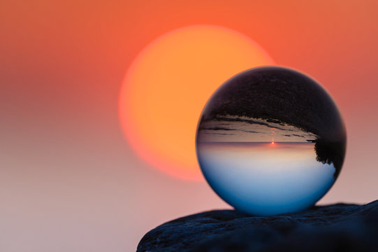 Glass ball at sunset