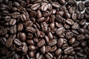 Closeup of roasted coffee beans