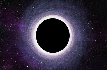 Naklejka premium Massive Black Hole at Center of Galaxy - 3D Rendered Digital Illustration