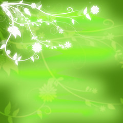 Fototapeta na wymiar original green textured background with glowing white flowers in the corner 