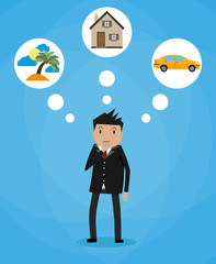 Cartoon businessman dreaming