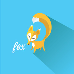 vector little fox. fox flat icon 