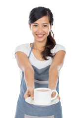 Waitress serving coffee