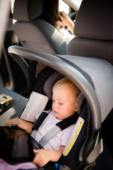 Mother and child in car