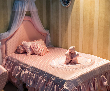 Girls Children Pink Bedroom Bed