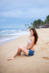 Fototapeta na wymiar woman, beach, bikini