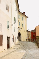 Old houses and stoned street in Istria region in Croatia