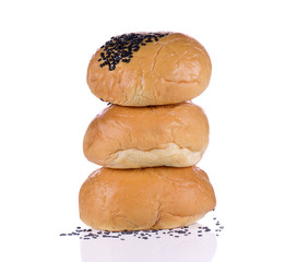 Three bread isolated on white background.