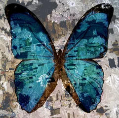 Washable wall murals Butterflies in Grunge grunge butterfly 