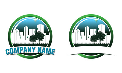 Fototapeta premium Beautiful Green Garden City Building Emblem Template