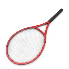 Red tennis racket isolated white background