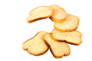 Sliced bread lay out in the form of a PacMan. Isolated on white background.